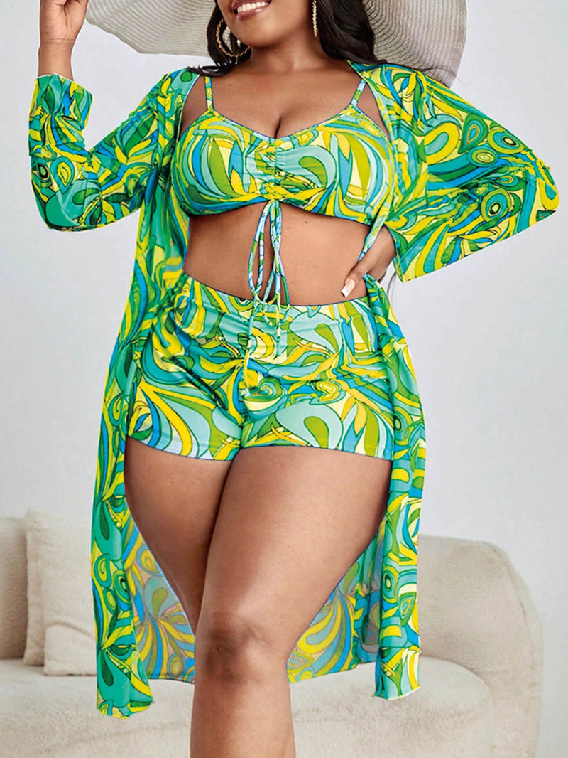 Conjunto Moda Praia Plus Size - 3 Peças